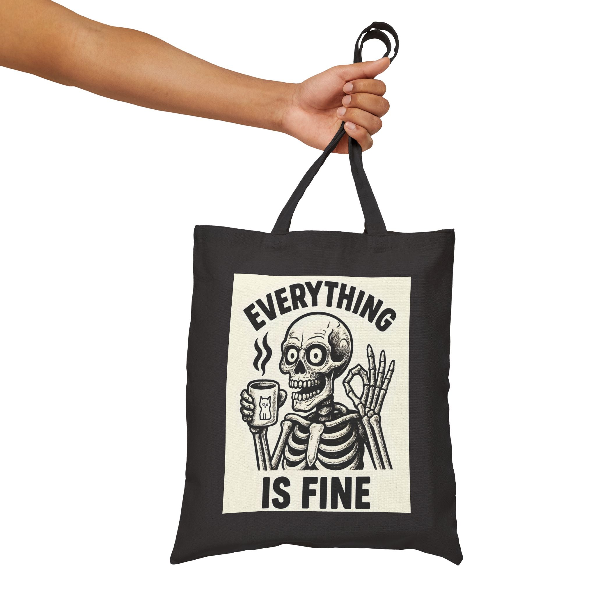 Everything is Fine Stressed Skeleton Tote Bag