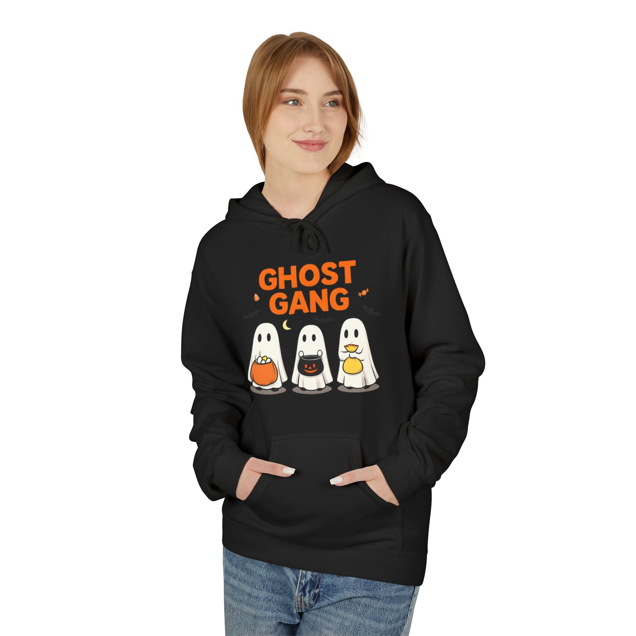 Ghost Gang Fleece Hoodie, Cozy Halloween Apparel